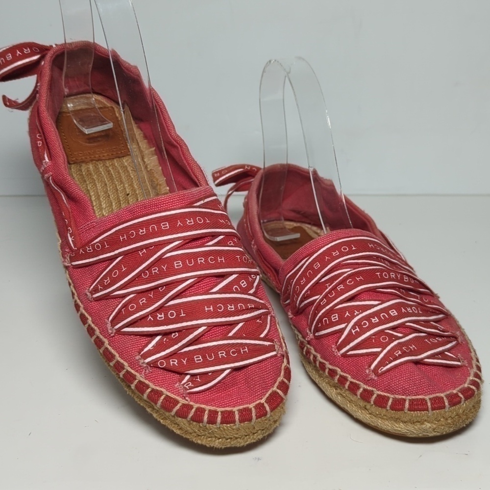 Tory Burch Azalea Logo grosgrain Espadrille flat shoes women's size 7 - Picture 2 of 16